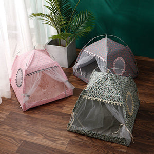 Cool Breezy Tent Cat Bed-Enchanted peach