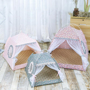 Cool Breezy Tent Cat Bed-Enchanted peach