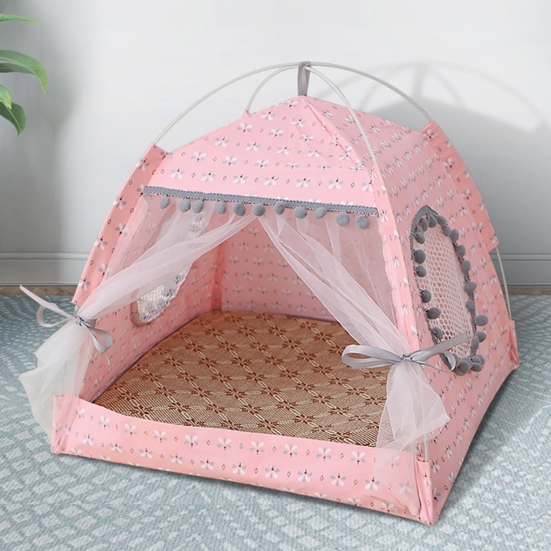 Cool Breezy Tent Cat Bed-Enchanted peach