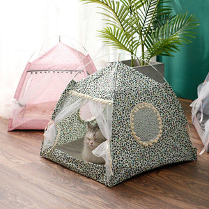 Cool Breezy Tent Cat Bed-Enchanted peach