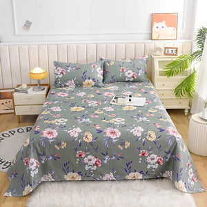 Coral Pink Blue Gray Floral Bedding Set Collection-Enchanted peach