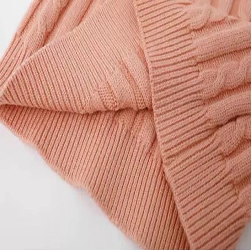 Coral Pink Cardigan Dress Ribbed Women's 2pc Knit Set-Enchanted peach