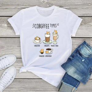 Corgi Corgfee Type Dog Tee-Enchanted peach