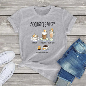 Corgi Corgfee Type Dog Tee-Enchanted peach