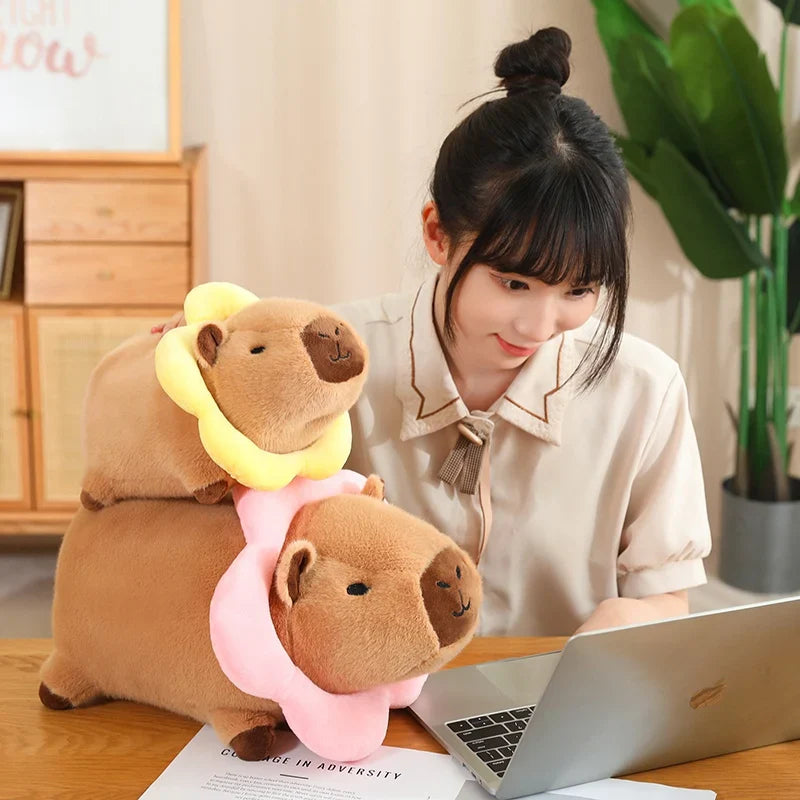 Cosplay Laying Capybara Animal Plush-Enchanted peach