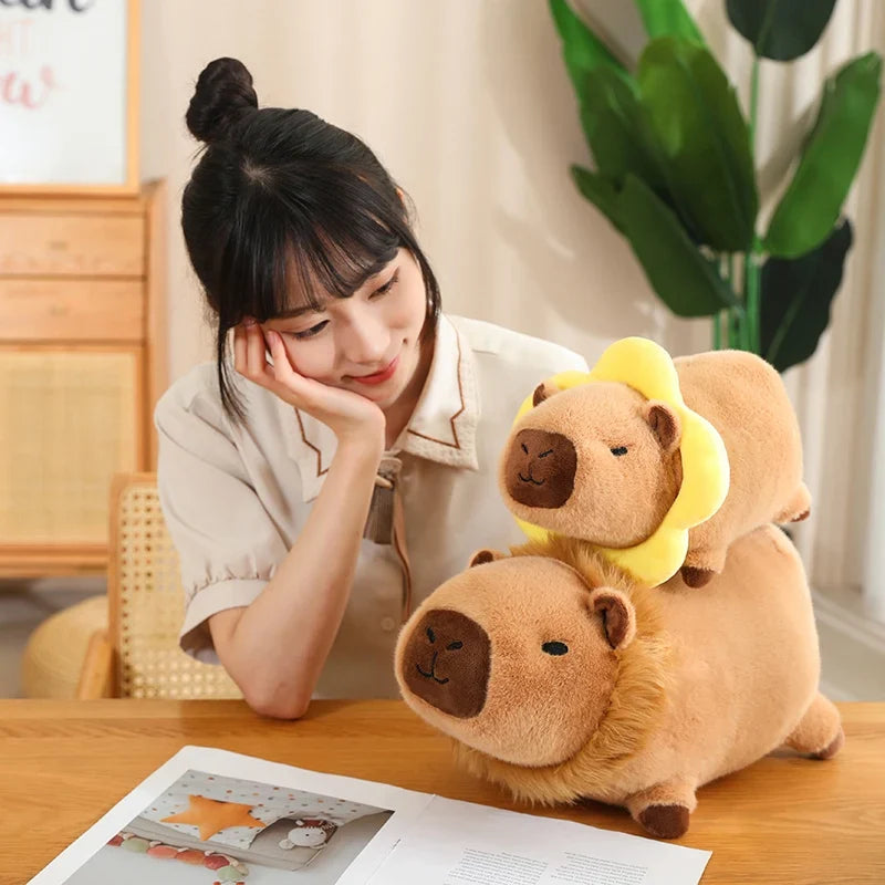 Cosplay Laying Capybara Animal Plush-Enchanted peach