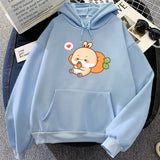 Cream Bunny Carrot Mobile Unisex Hoodies-Enchanted peach