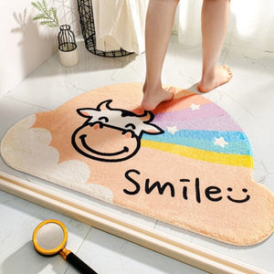 Creamy Cow Rainbow Non-Slip Bath Mat-Enchanted peach