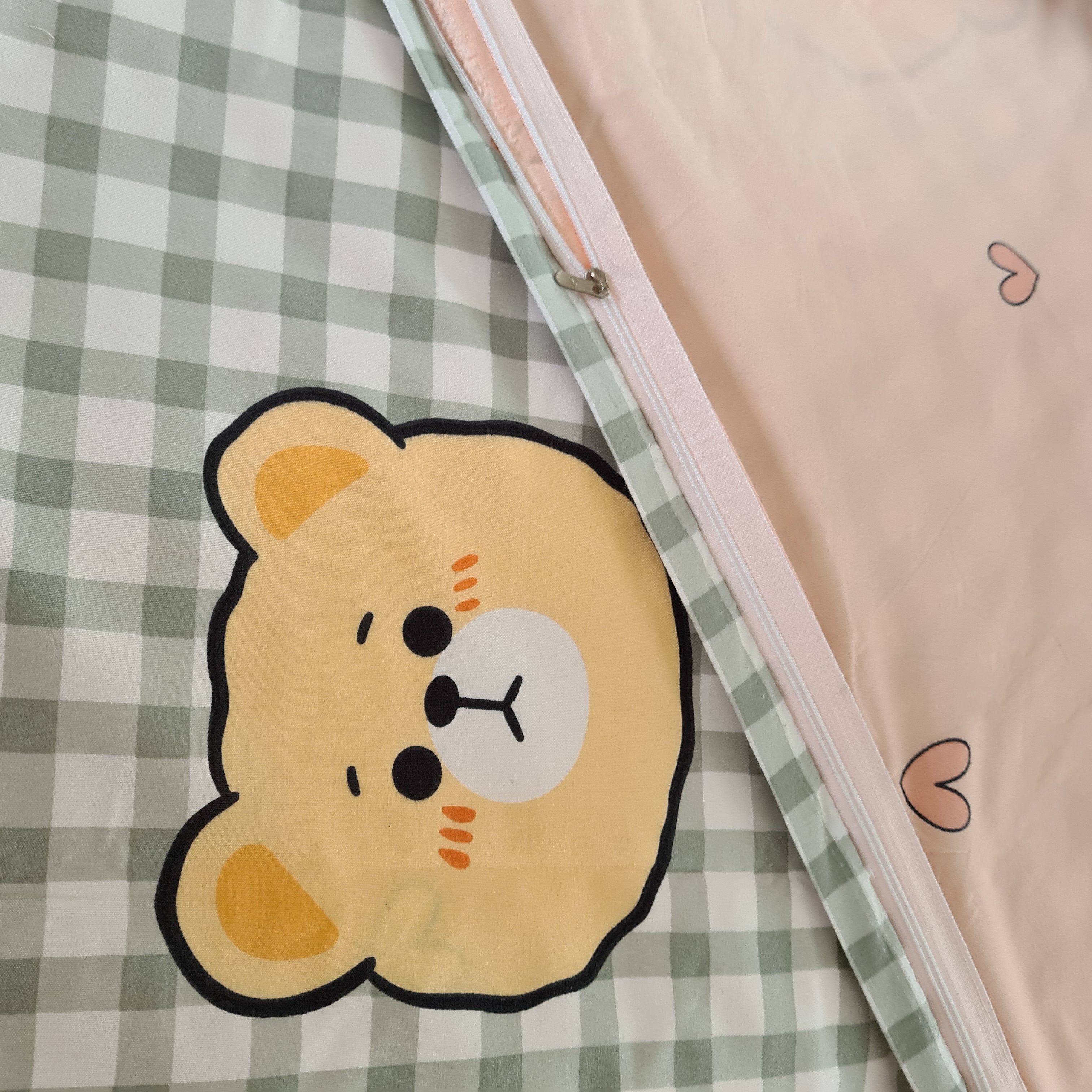 Cute Bear Print Bedding Set-Enchanted peach