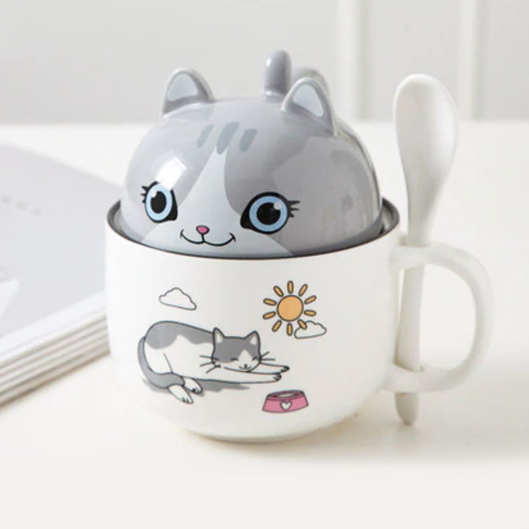 Cute Cartoon Ceramic Cat Cup | LIMITED STOCK-Enchanted peach