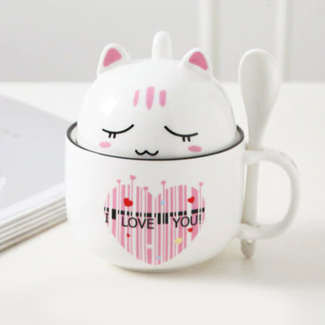 Cute Cartoon Ceramic Cat Cup | LIMITED STOCK-Enchanted peach