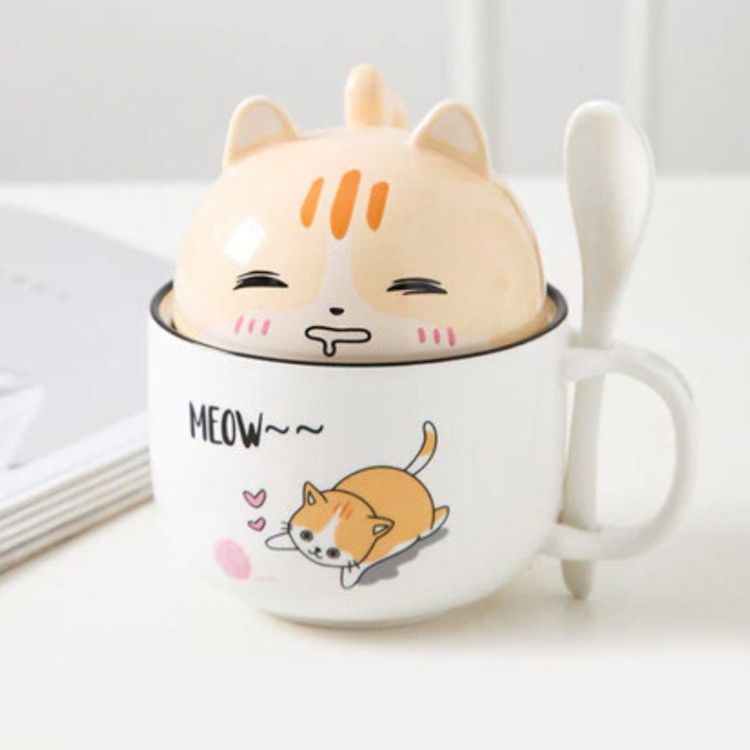 Cute Cartoon Ceramic Cat Cup | LIMITED STOCK-Enchanted peach