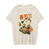 Cute Cat Eating Sushi Unisex Tee-Enchanted peach