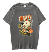 Cute Cat Eating Sushi Unisex Tee-Enchanted peach