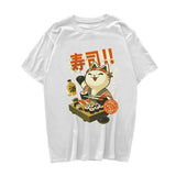 Cute Cat Eating Sushi Unisex Tee-Enchanted peach