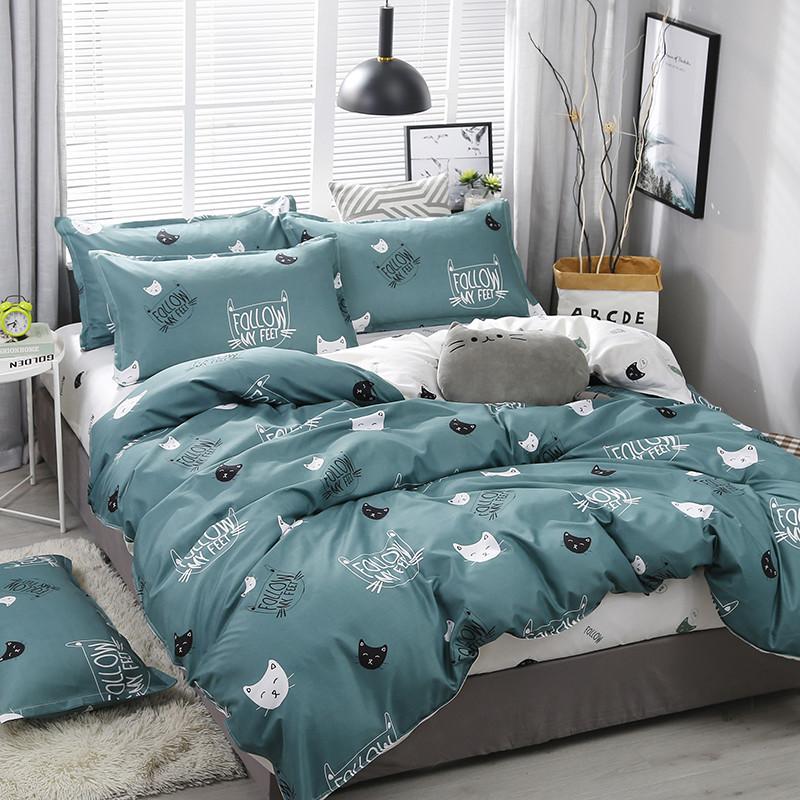 Cute Cat Print Bedding Set-Enchanted peach