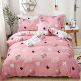 Cute Cat Print Bedding Set-Enchanted peach