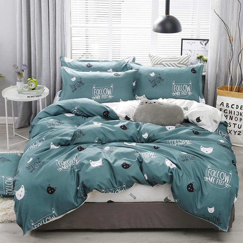 Cute Cat Print Bedding Set-Enchanted peach