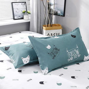 Cute Cat Print Bedding Set-Enchanted peach