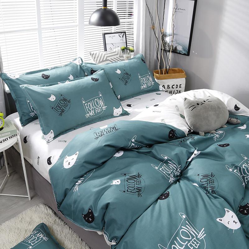 Cute Cat Print Bedding Set-Enchanted peach