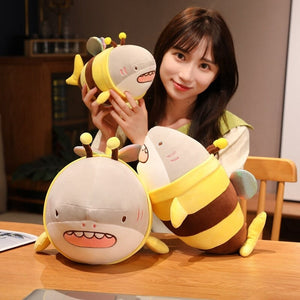 Cute Chonky Half Shark Half Bee Plushie-Enchanted peach