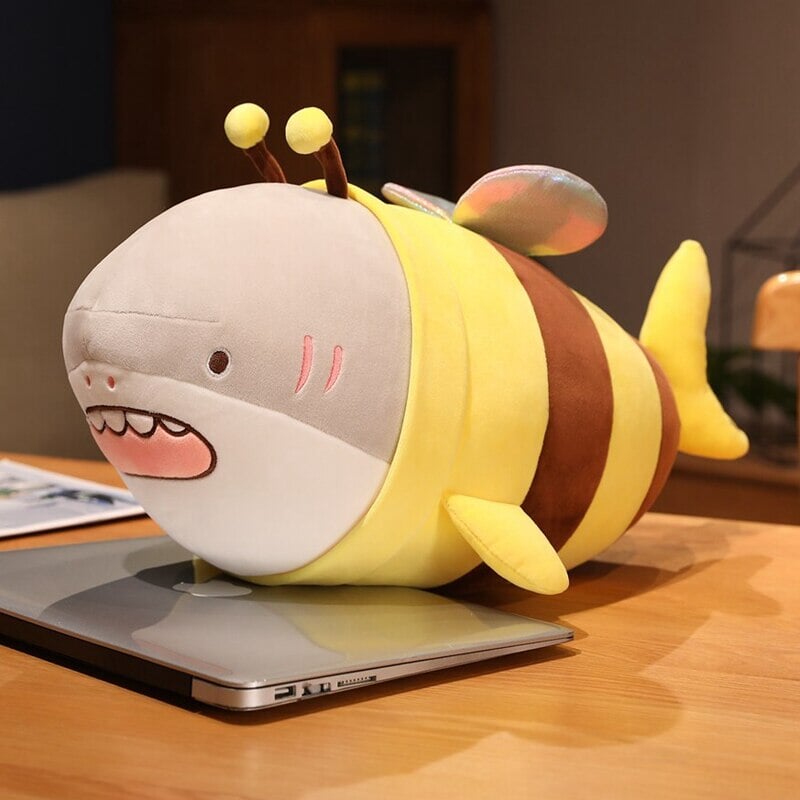 Cute Chonky Half Shark Half Bee Plushie-Enchanted peach