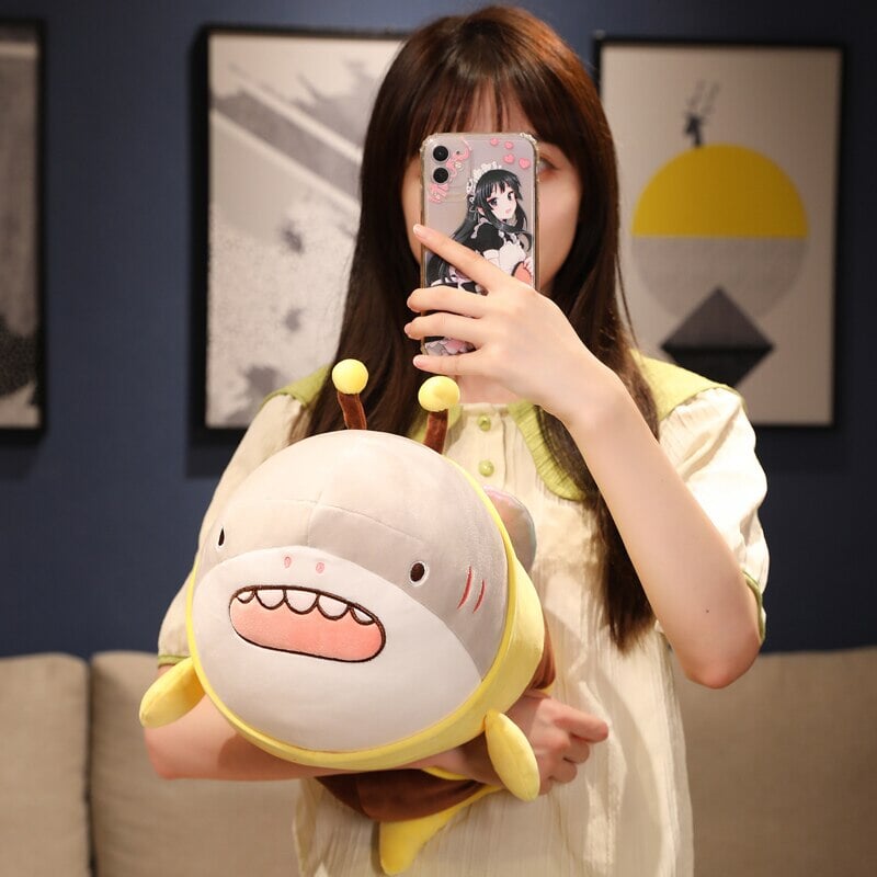 Cute Chonky Half Shark Half Bee Plushie-Enchanted peach