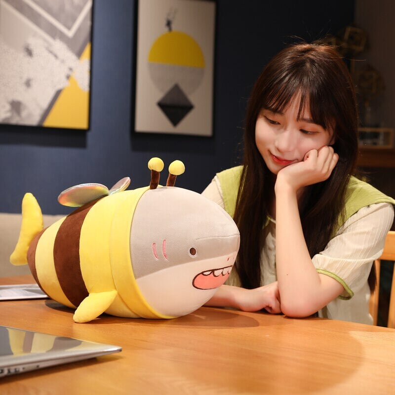 Cute Chonky Half Shark Half Bee Plushie-Enchanted peach