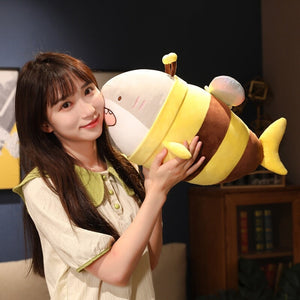 Cute Chonky Half Shark Half Bee Plushie-Enchanted peach