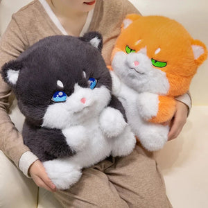 Cute Chubby Gray Ginger Cat Plushies-Enchanted peach