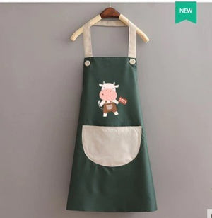 Cute Cow Print Waterproof Apron V2-Enchanted peach