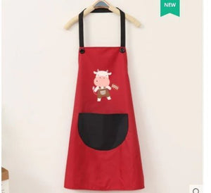 Cute Cow Print Waterproof Apron V2-Enchanted peach