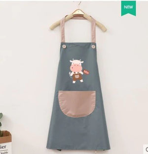 Cute Cow Print Waterproof Apron V2-Enchanted peach