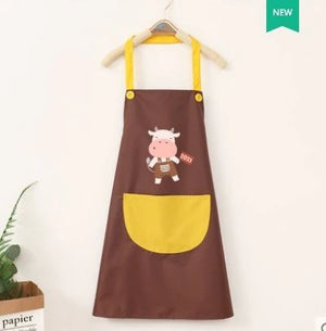 Cute Cow Print Waterproof Apron V2-Enchanted peach