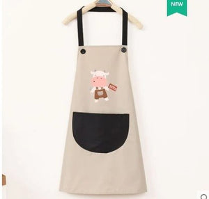 Cute Cow Print Waterproof Apron V2-Enchanted peach