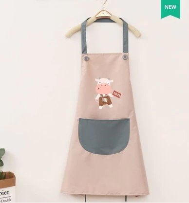 Cute Cow Print Waterproof Apron V2-Enchanted peach