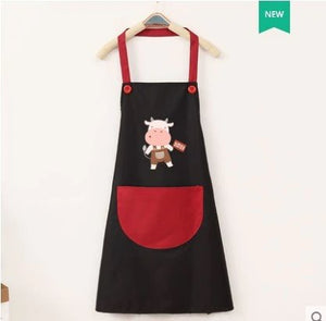 Cute Cow Print Waterproof Apron V2-Enchanted peach