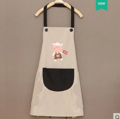 Cute Cow Print Waterproof Apron-Enchanted peach