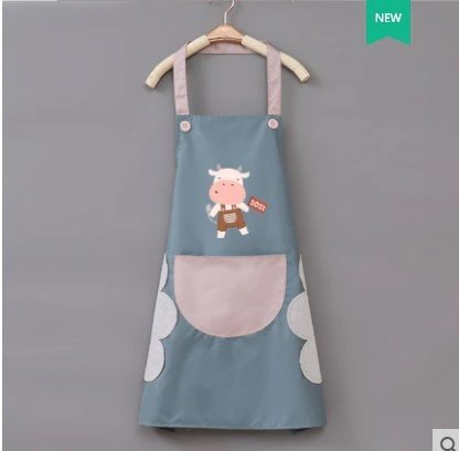 Cute Cow Print Waterproof Apron-Enchanted peach