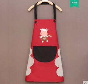 Cute Cow Print Waterproof Apron-Enchanted peach