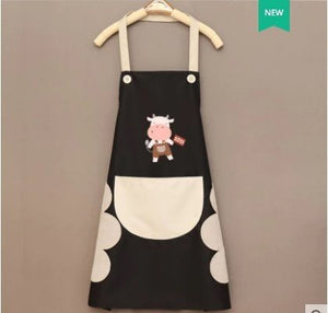 Cute Cow Print Waterproof Apron-Enchanted peach