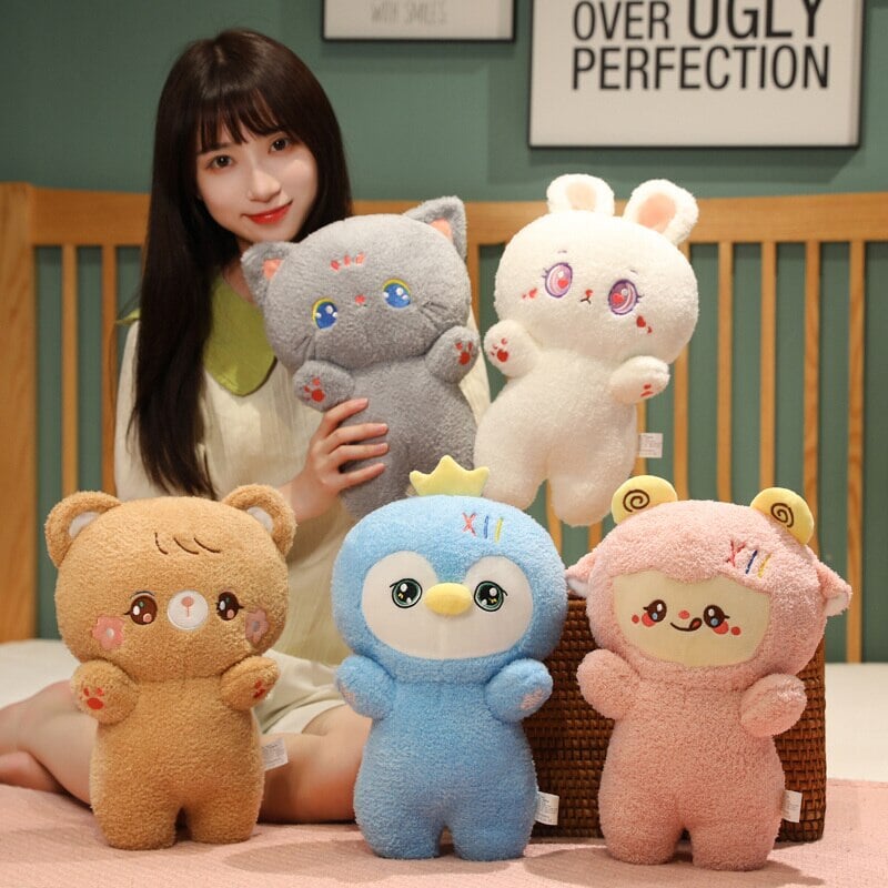 Cute Fluffy Animal Plushie Mascots-Enchanted peach