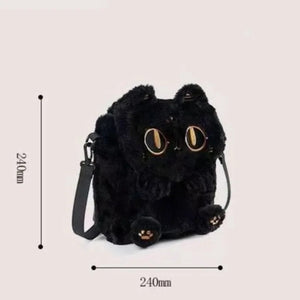 Cute Fluffy Moon Black Cat Plush Bag-Enchanted peach