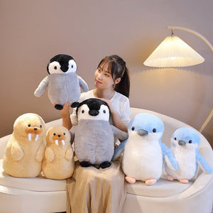 Cute Fluffy Penguin Walrus Plushies-Enchanted peach