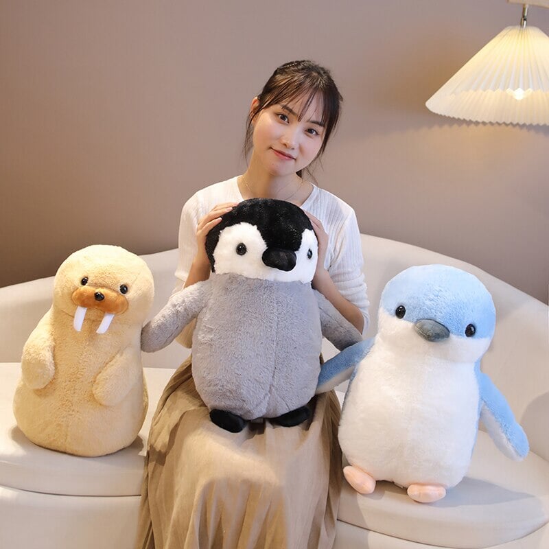 Cute Fluffy Penguin Walrus Plushies-Enchanted peach