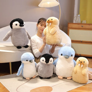 Cute Fluffy Penguin Walrus Plushies-Enchanted peach