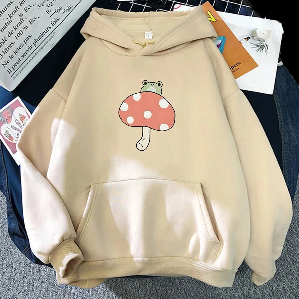 Cute Frog Mushroom Unisex Hoodie-Enchanted peach