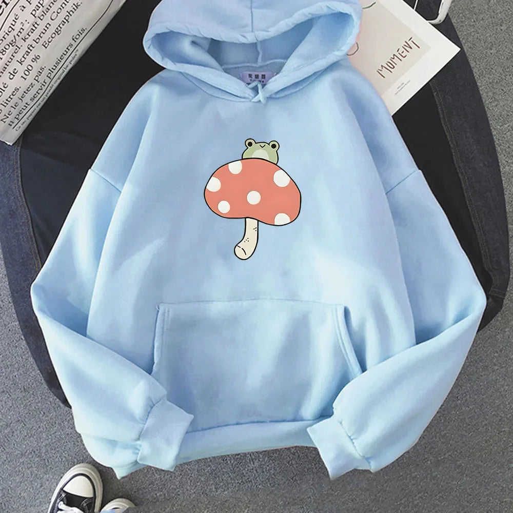 Cute Frog Mushroom Unisex Hoodie-Enchanted peach