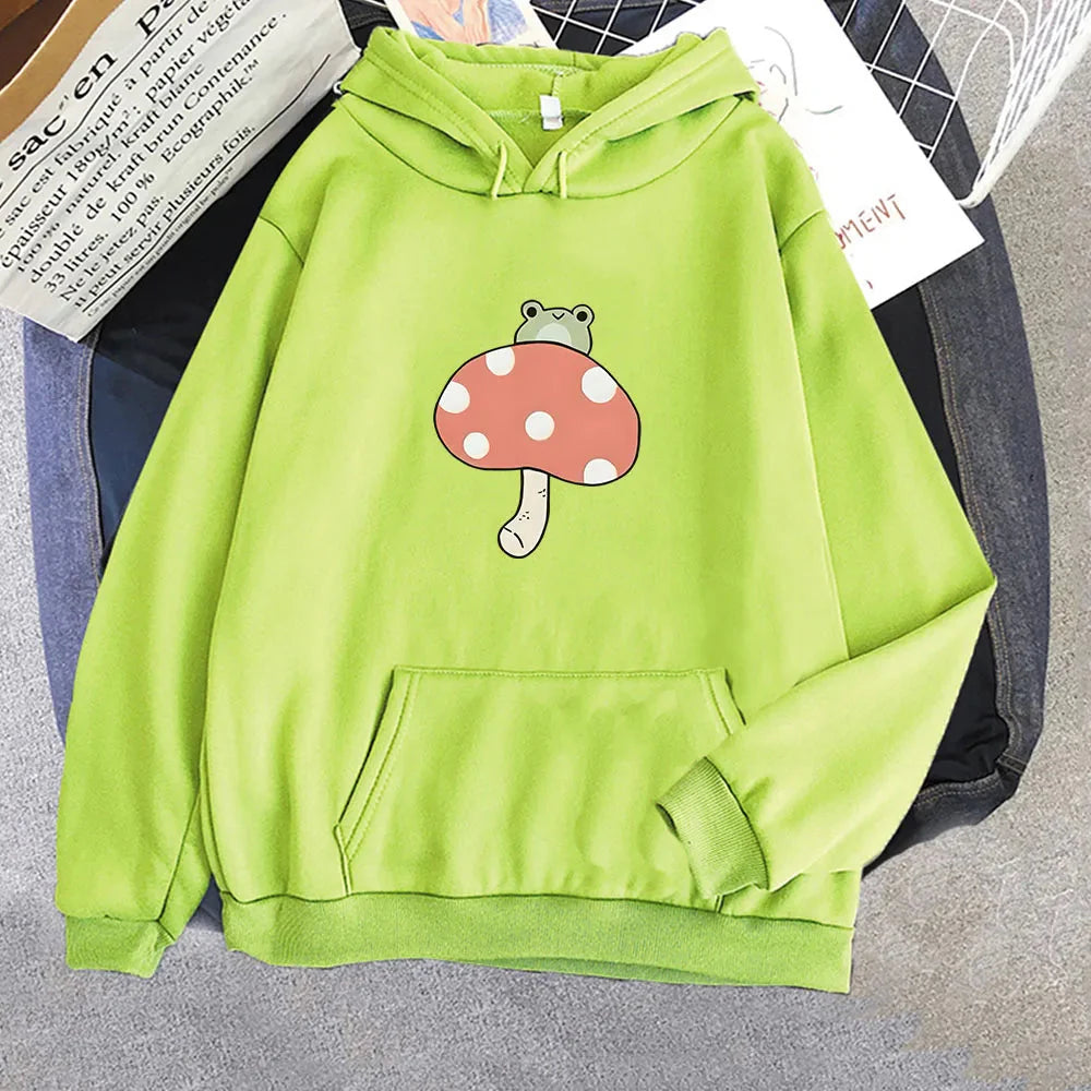 Cute Frog Mushroom Unisex Hoodie-Enchanted peach