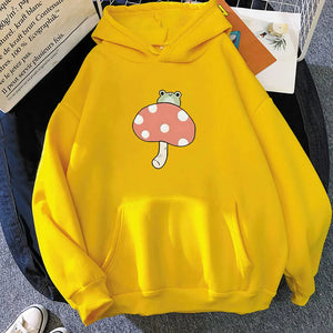 Cute Frog Mushroom Unisex Hoodie-Enchanted peach